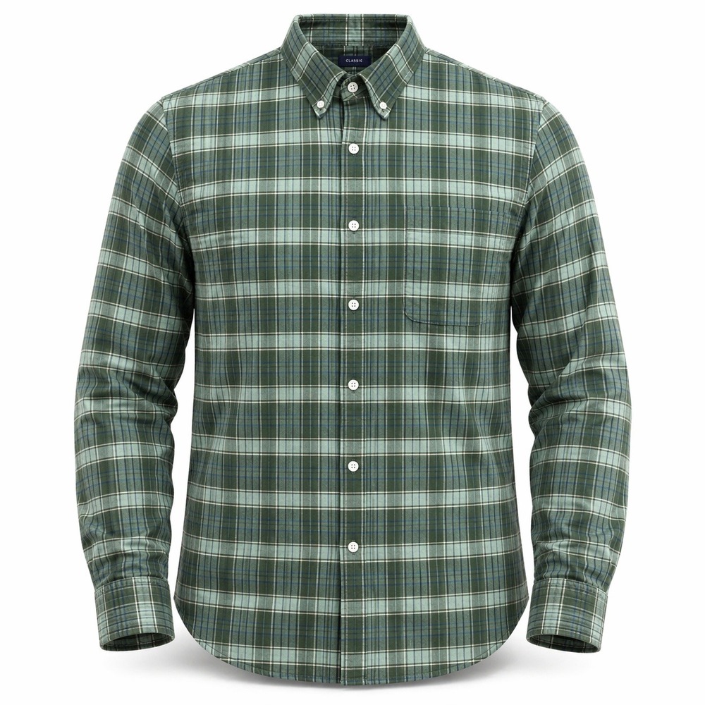J.Crew Flex Oxford Men XL Green Plaid Classic Fit Button Down Shirt AQ405